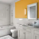 tile and bold paint in bathroom
