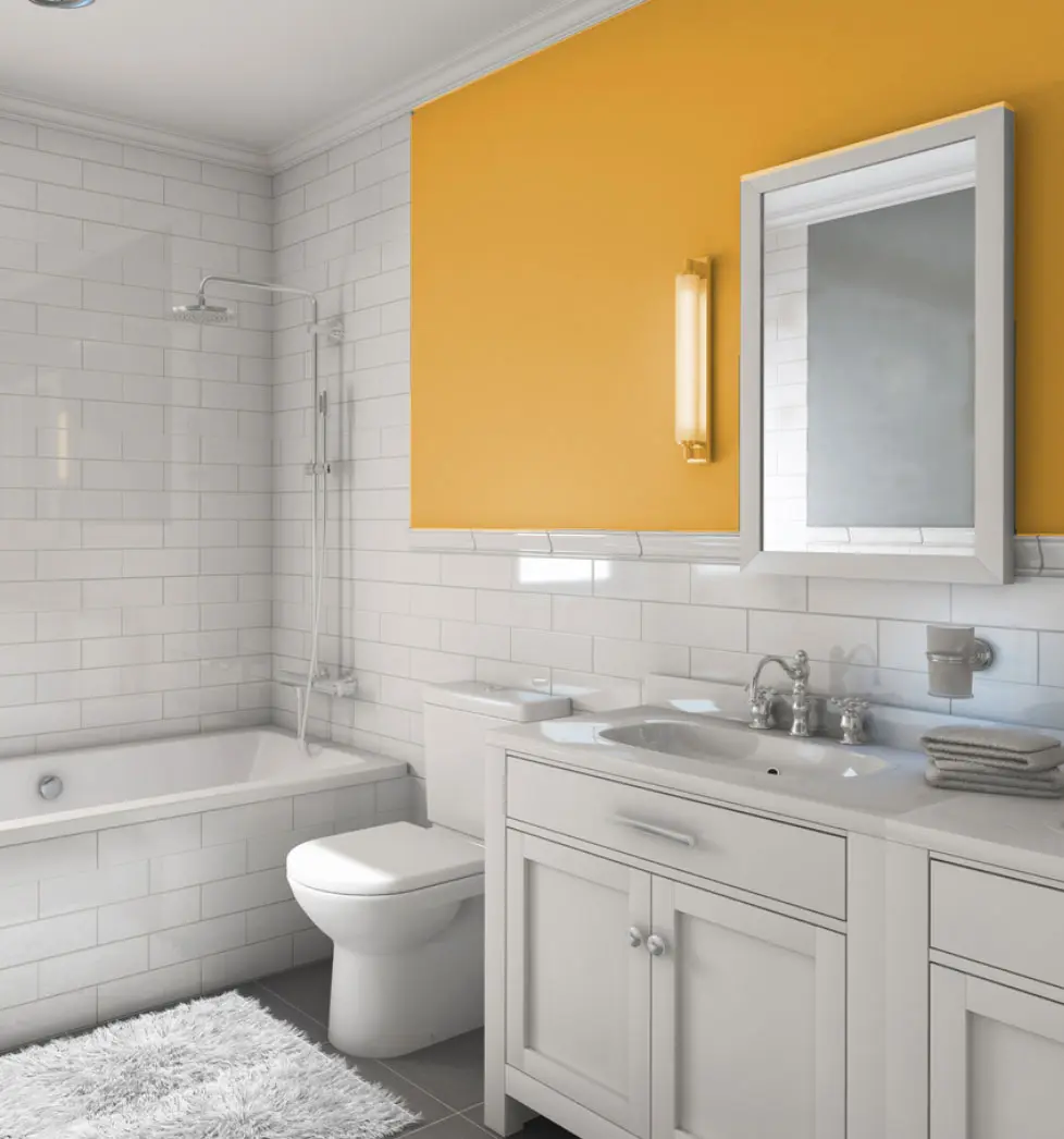 tile and bold paint in bathroom