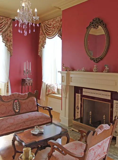 red paint color in traditional room