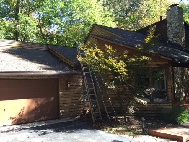 exterior re- staining of cedar siding in Reston, VA