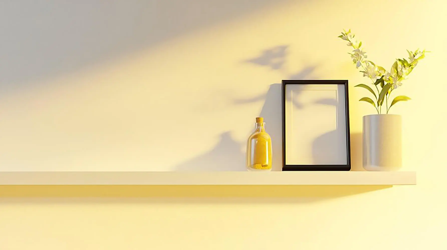 A warm yellow interior wall with natural light casting shadows, showing why the same paint color looks different in each room.