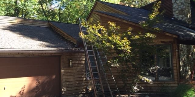 exterior re- staining of cedar siding in Reston, VA