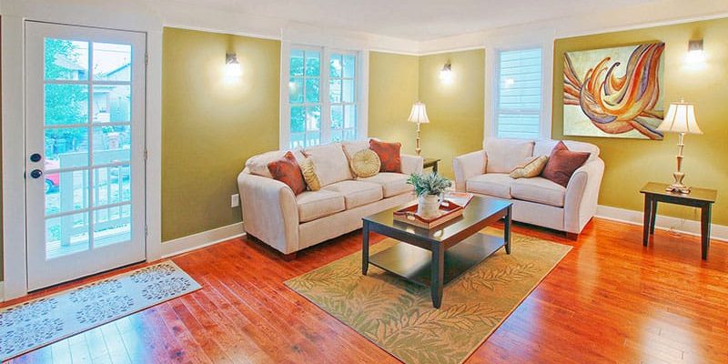 living room in green